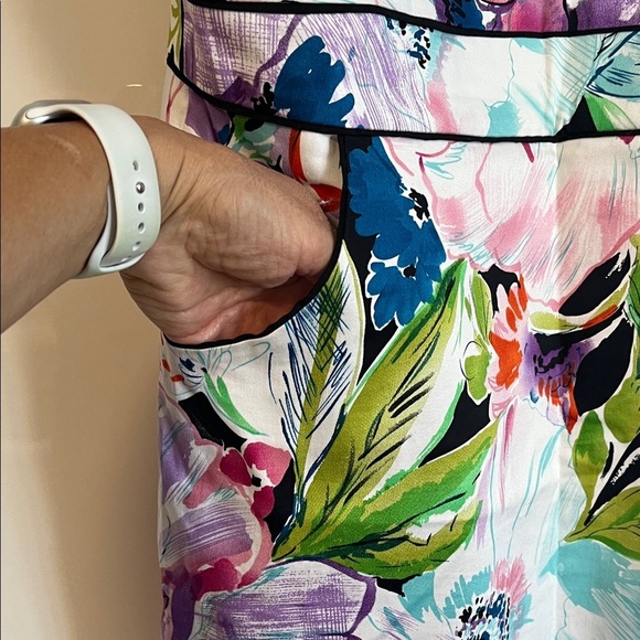 NWOT Spense Cotton Floral Strappy Midi Dress pockets Multicolor, Size 10 - Picture 5 of 10